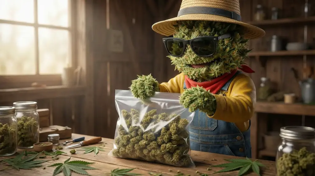 Producteur CBD Widaki scellant des Grove Bags TerpLoc pour l'affinage des fleurs de CBD artisanales