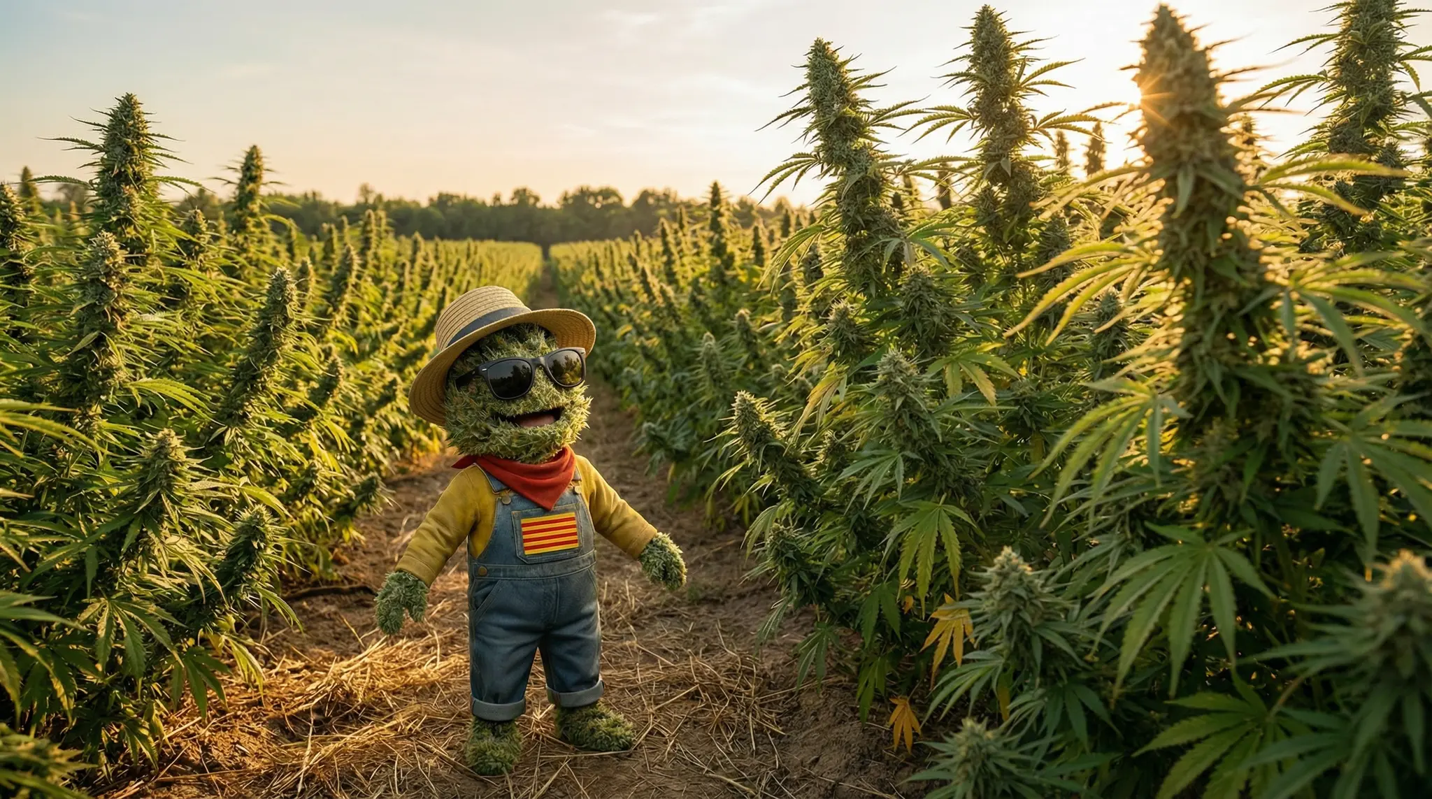 Champ de chanvre CBD full spectrum en floraison outdoor pour l'effet entourage