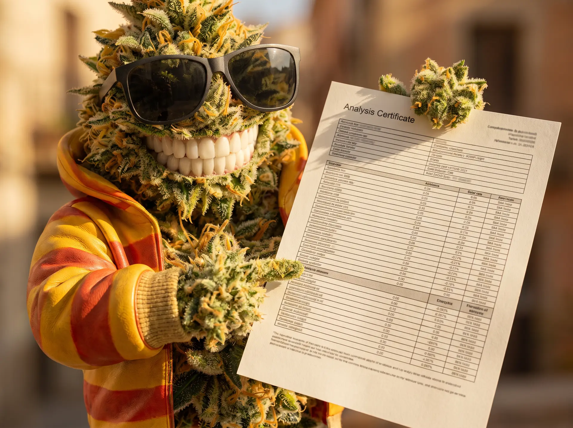 Vous voulez voir le certificat d'analyse de mes fleurs ?