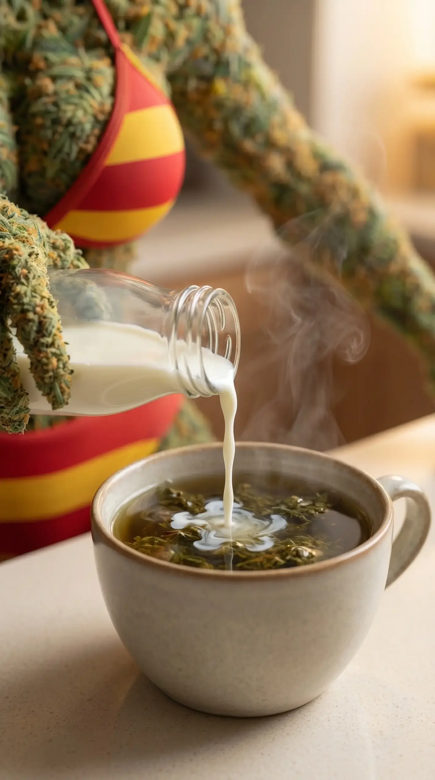 Ajout de lait entier dans une infusion de fleurs de CBD pour activer le CBD liposoluble
