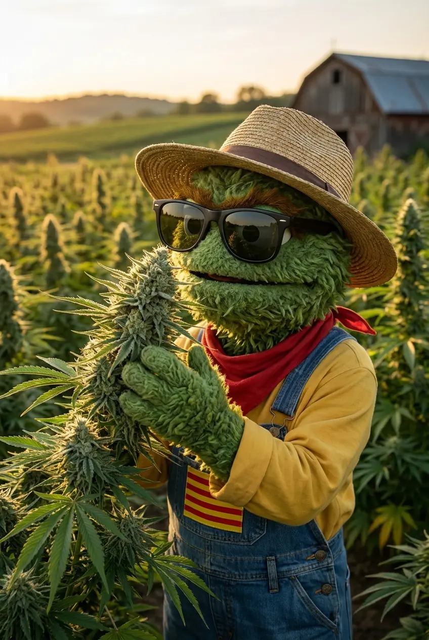 Producteur Widaki inspectant les critères de qualité d'une fleur de CBD outdoor