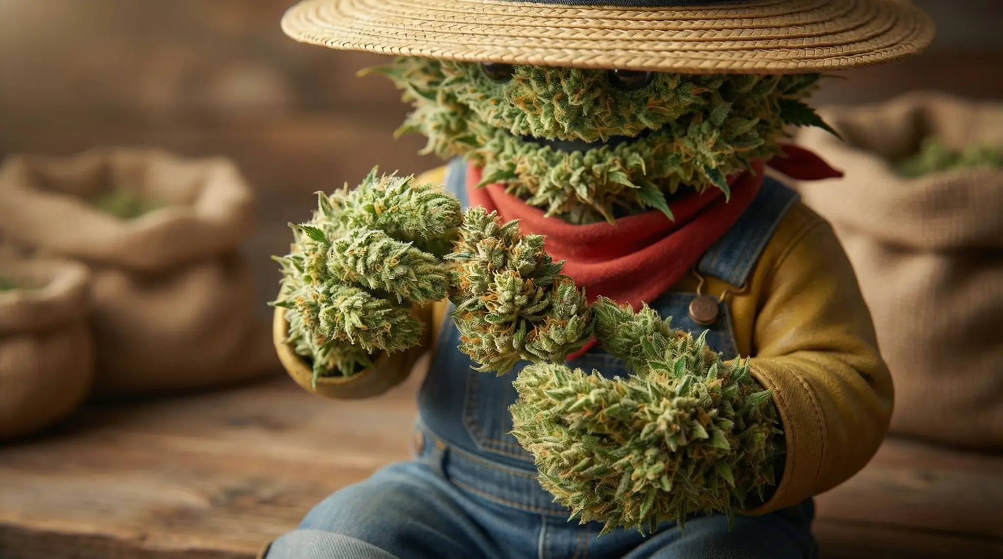 Espace de séchage CBD obscurité totale avec branches de chanvre suspendues – Ferme Widaki