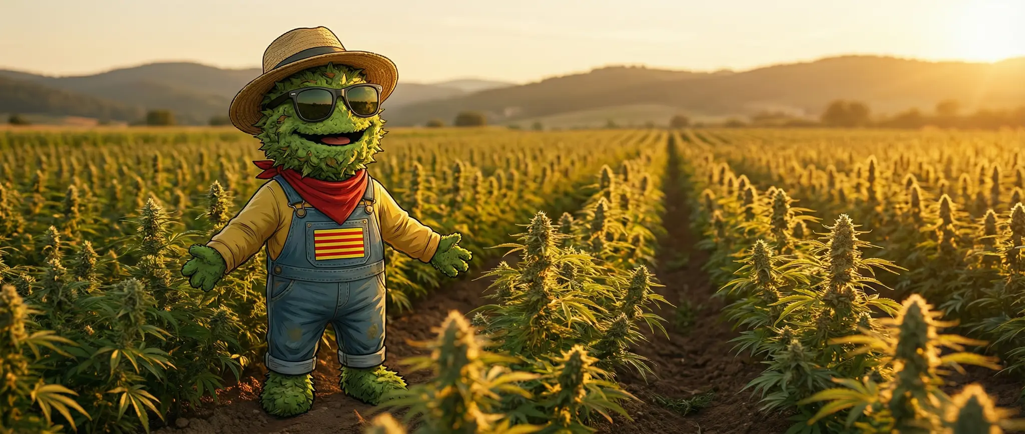 Producteur CBD Widaki devant sa parcelle de chanvre outdoor en floraison – Pays catalan