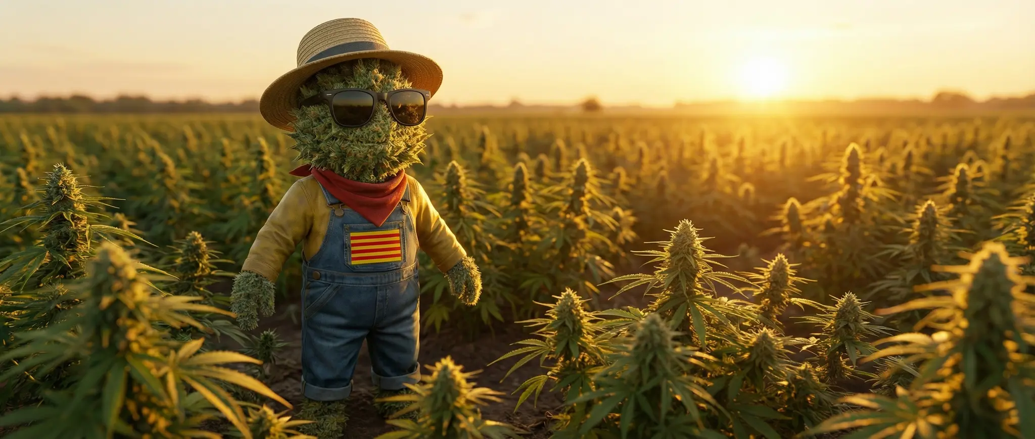 Parcelle de chanvre CBD outdoor en pleine terre sur sol vivant à la ferme Widaki, Pyrénées-Orientales