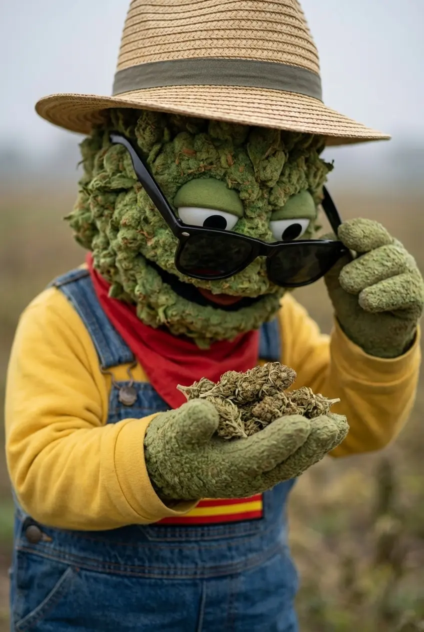 Producteur Widaki inspectant des fleurs de CBD séchées pour infusion