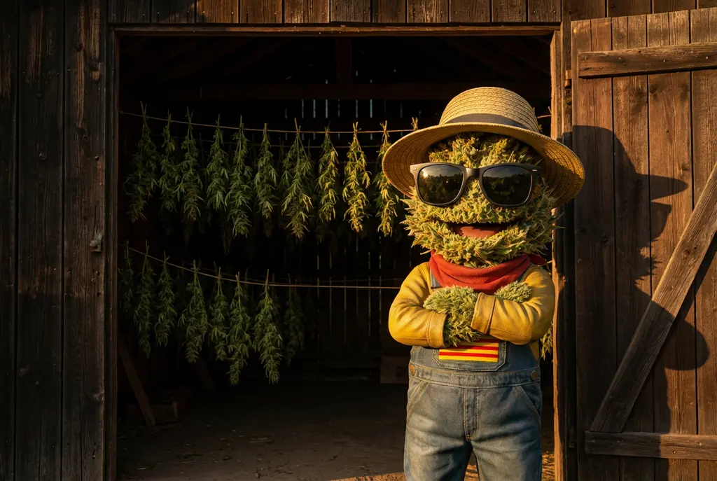 Producteur Widaki devant son espace de séchage lent des fleurs de CBD