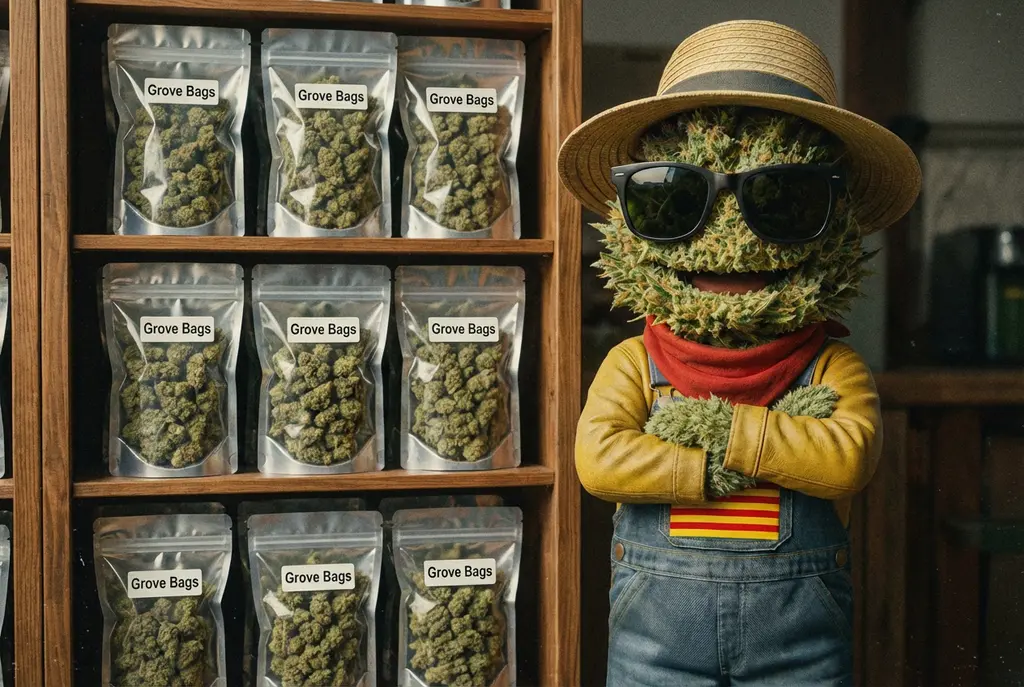 Producteur Widaki devant les Grove Bags TerpLoc en cours d'affinage des fleurs de CBD