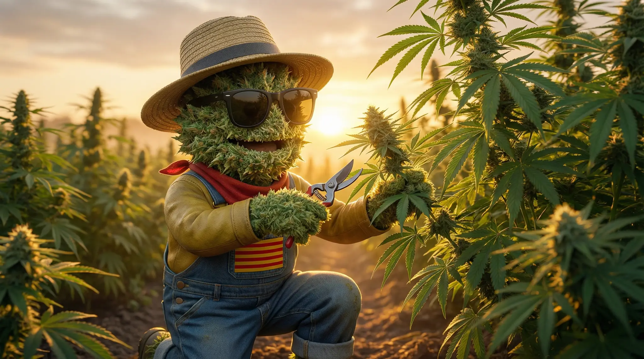 Examen à la loupe des trichomes d'une fleur CBD outdoor pour déterminer le moment de récolte