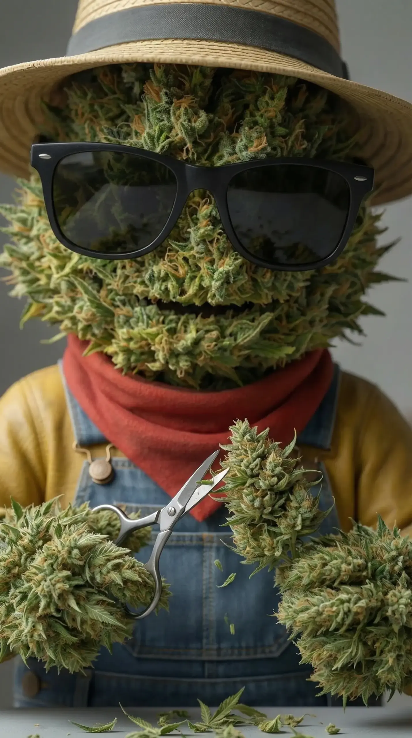 Manucure sèche artisanale d'une fleur de CBD par le producteur Widaki dans les Pyrénées-Orientales