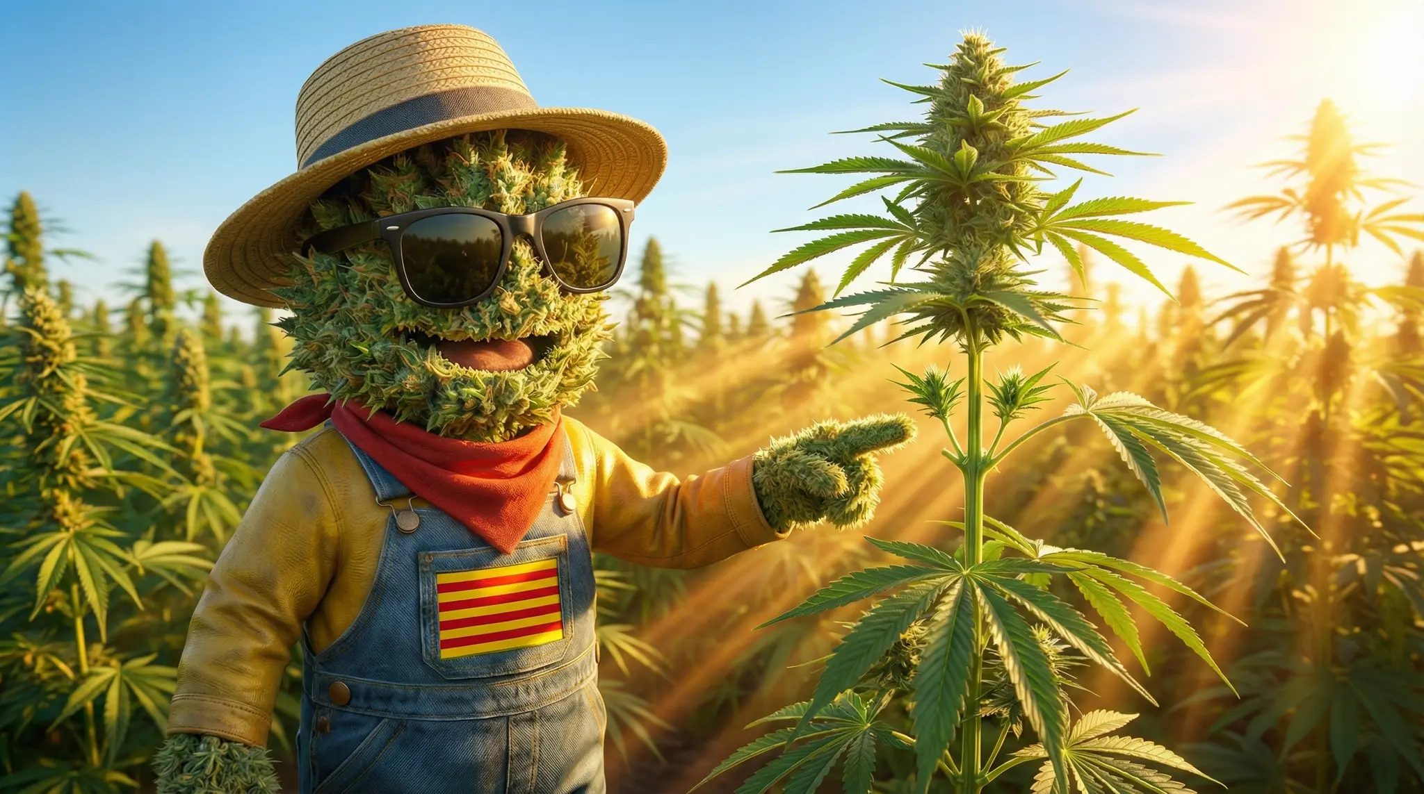 Deux nouvelles pousses symétriques après topping sur plant de chanvre CBD outdoor