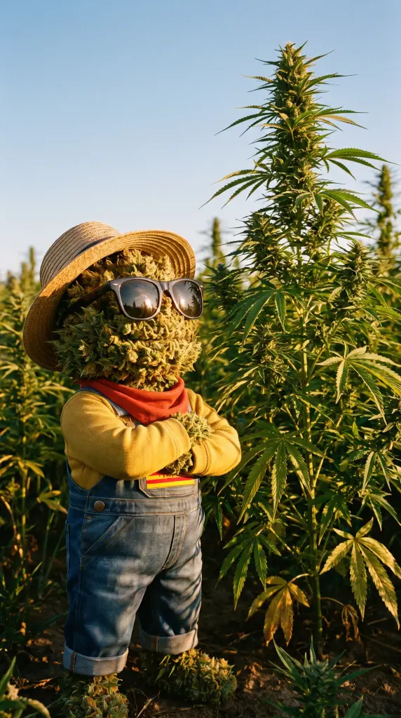 producteur CBD outdoor contemple ses plants de chanvre sous le soleil catalan Pyrénées-Orientales