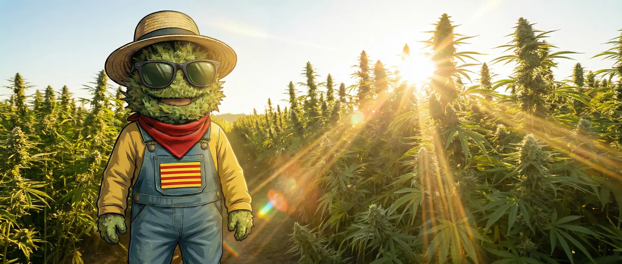 Producteur Widaki dans sa parcelle de CBD outdoor en pleine floraison dans les Pyrénées-Orientales