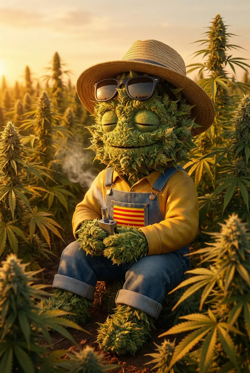Producteur Widaki dégustant ses fleurs de CBD en vaporisation dans sa parcelle outdoor