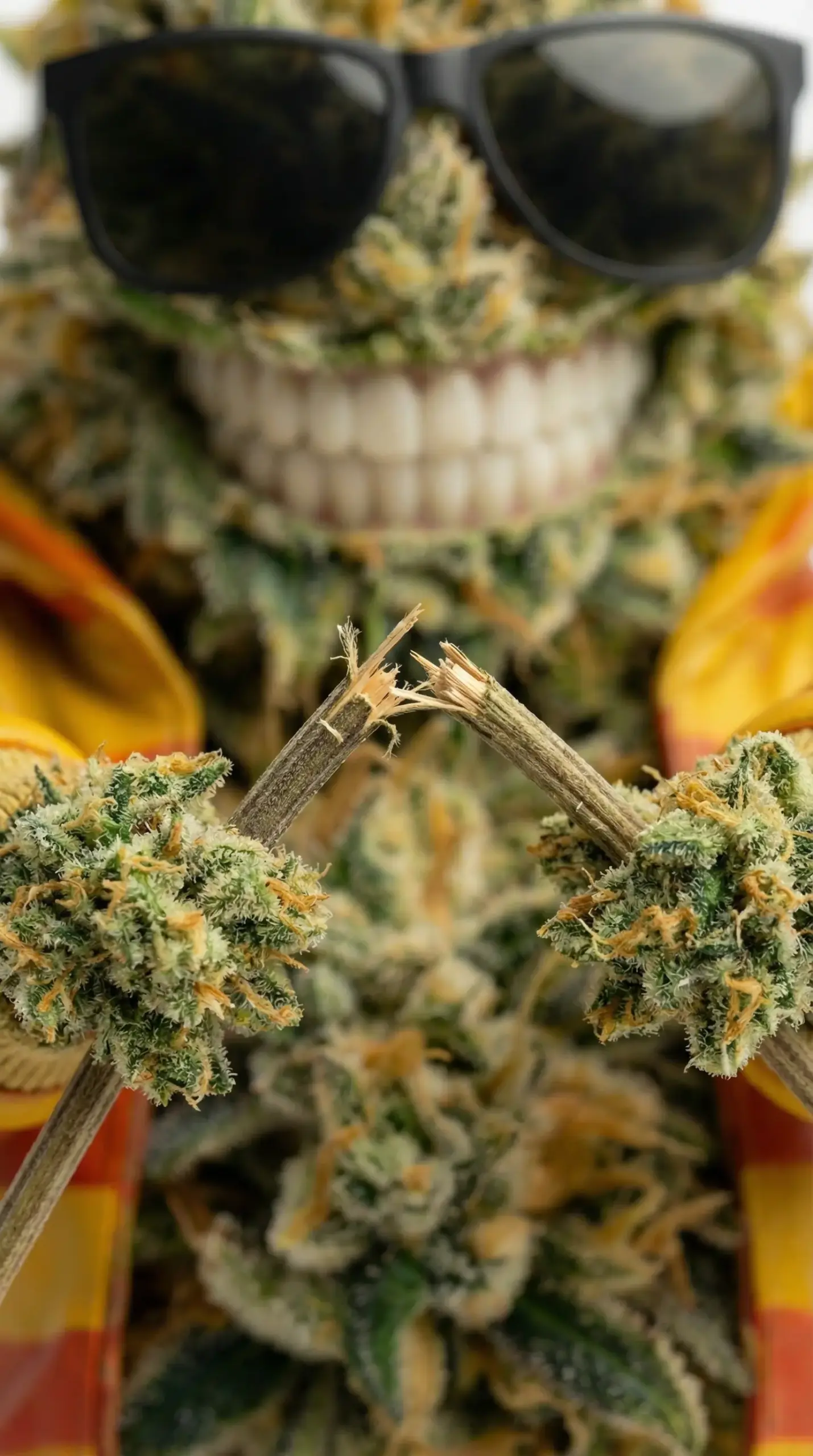 Producteur Widaki effectuant le test de la branche cassante pour valider le séchage complet des fleurs CBD