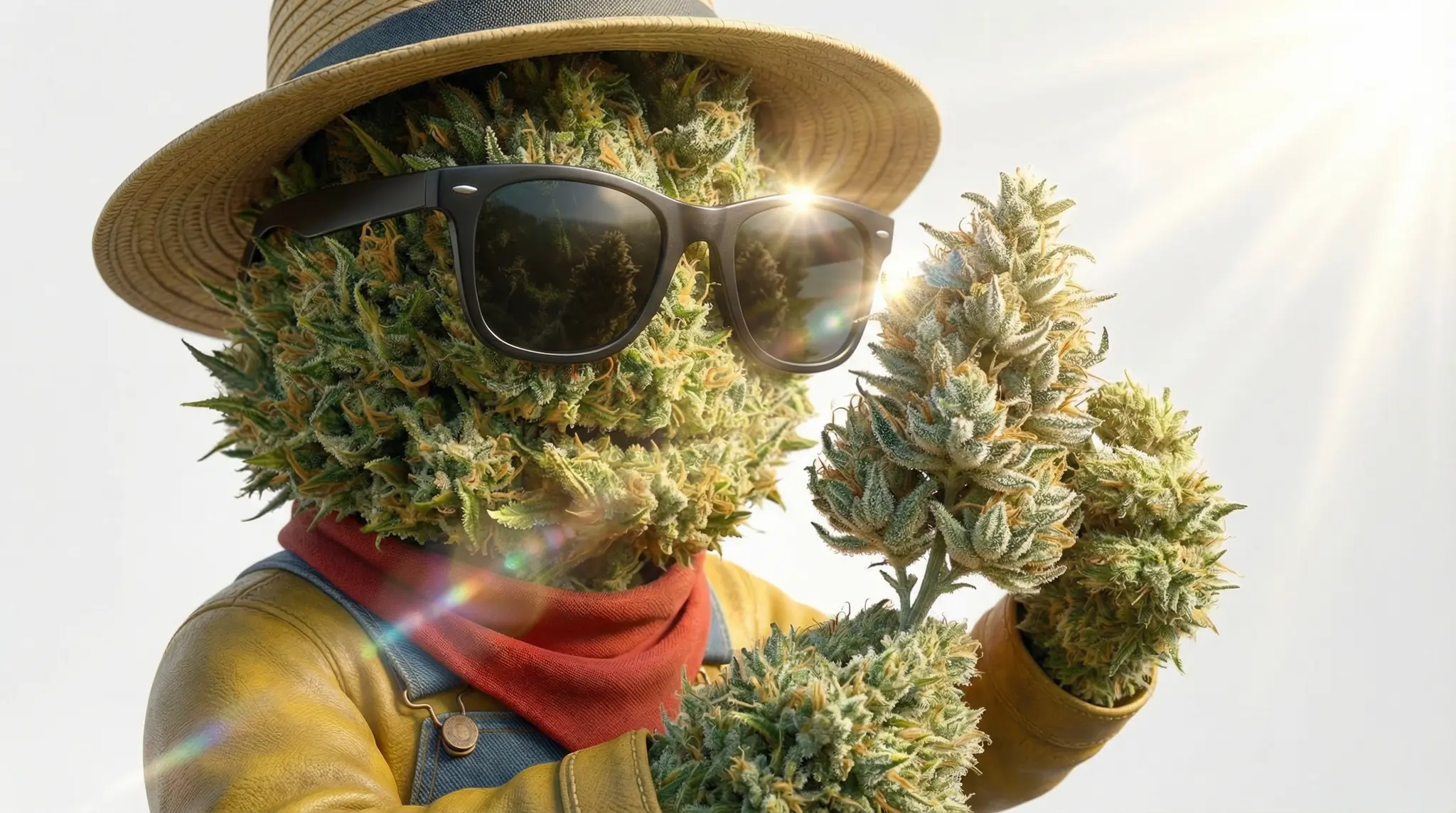 Trichomes intacts sur fleur CBD séchée manucurée à sec, ferme Widaki