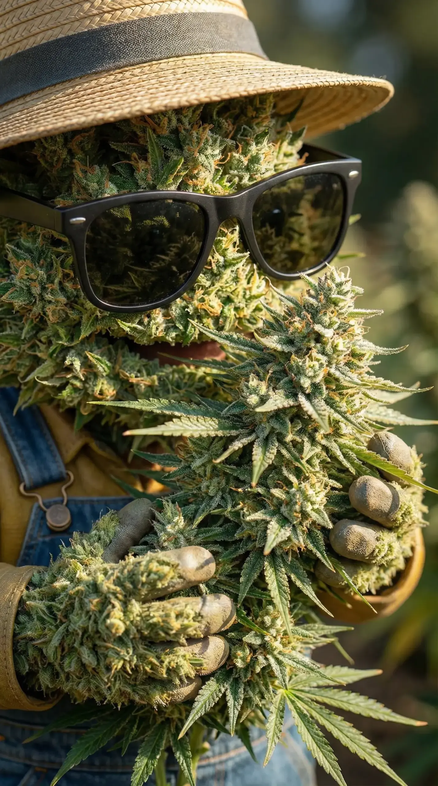 Fleur de chanvre CBD couverte de trichomes, résultat d'un stress hydrique contrôlé en culture outdoor